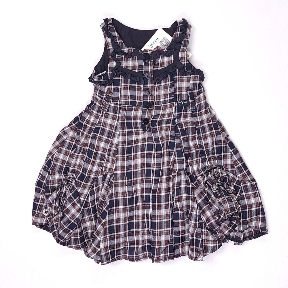 Jottum Silky Dress Plaid Ruffle‎ Size 18 Months